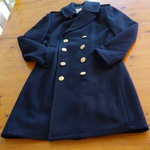 Fox Knapp Black Wool Peacoat Size 36